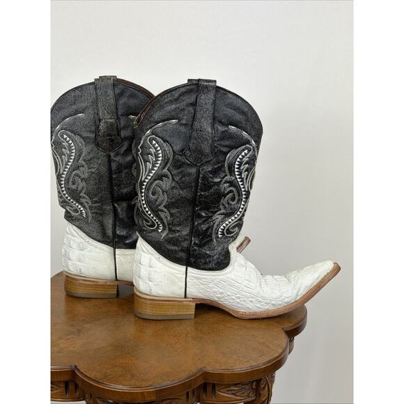 Rebelde Black White Alligator Western Boots Caiman Skin Mens 11.5 Mexico main image 6